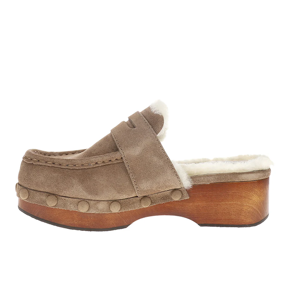 Melody Shearling Platform Clogs - Image 3