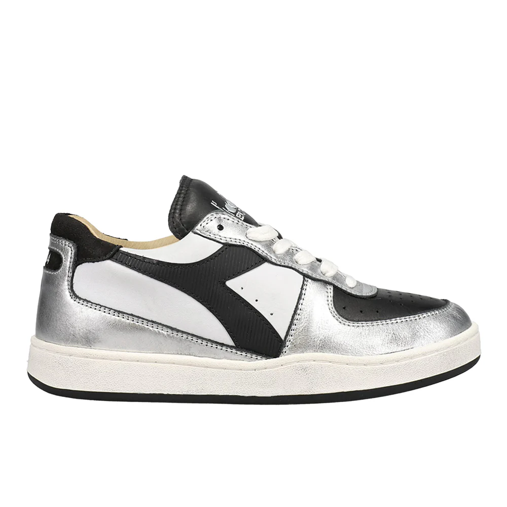 Mi Basket Low Metallic Dirty Lace Up Sneakers
