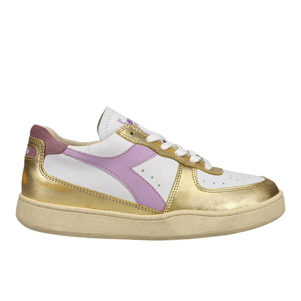 Mi Basket Low Metallic Dirty Lace Up Sneakers