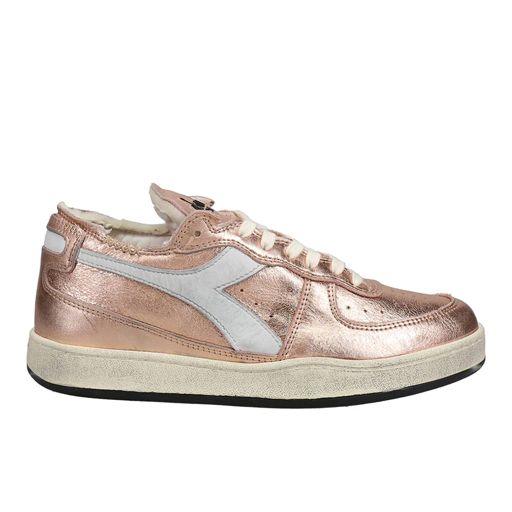 Mi Basket Row Cut Metallic Used Lace Up Sneakers