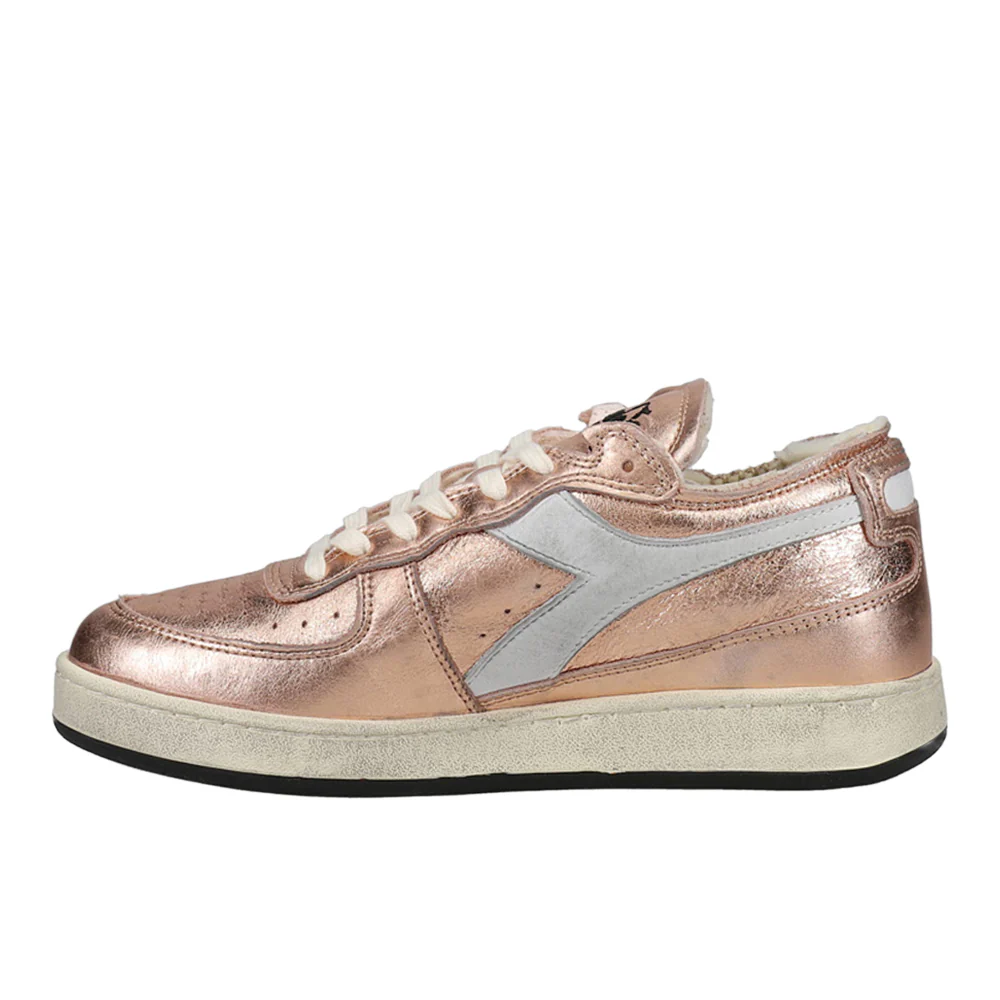 Mi Basket Row Cut Metallic Used Lace Up Sneakers - Image 3