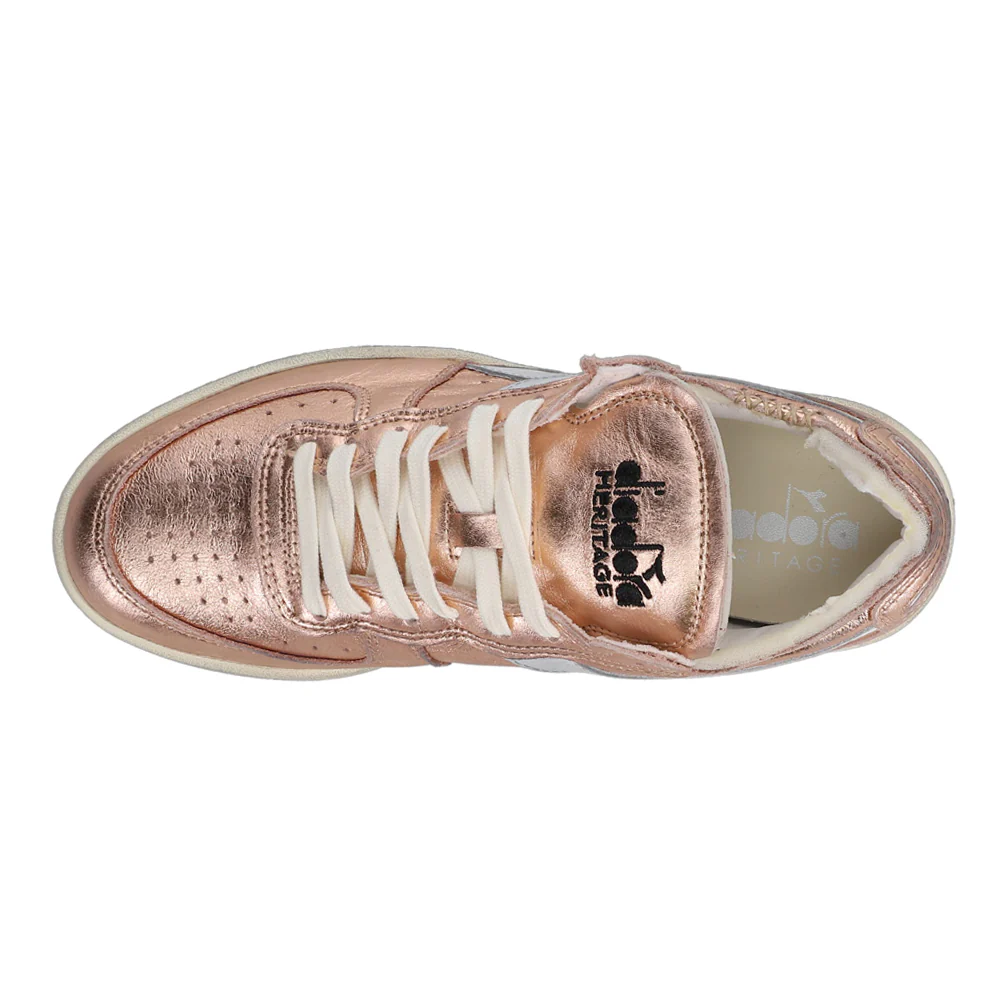 Mi Basket Row Cut Metallic Used Lace Up Sneakers - Image 4