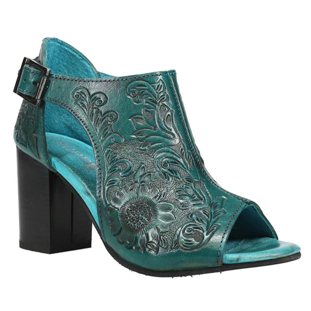 Mika Floral Embossed Block Heel Sandals - Image 2