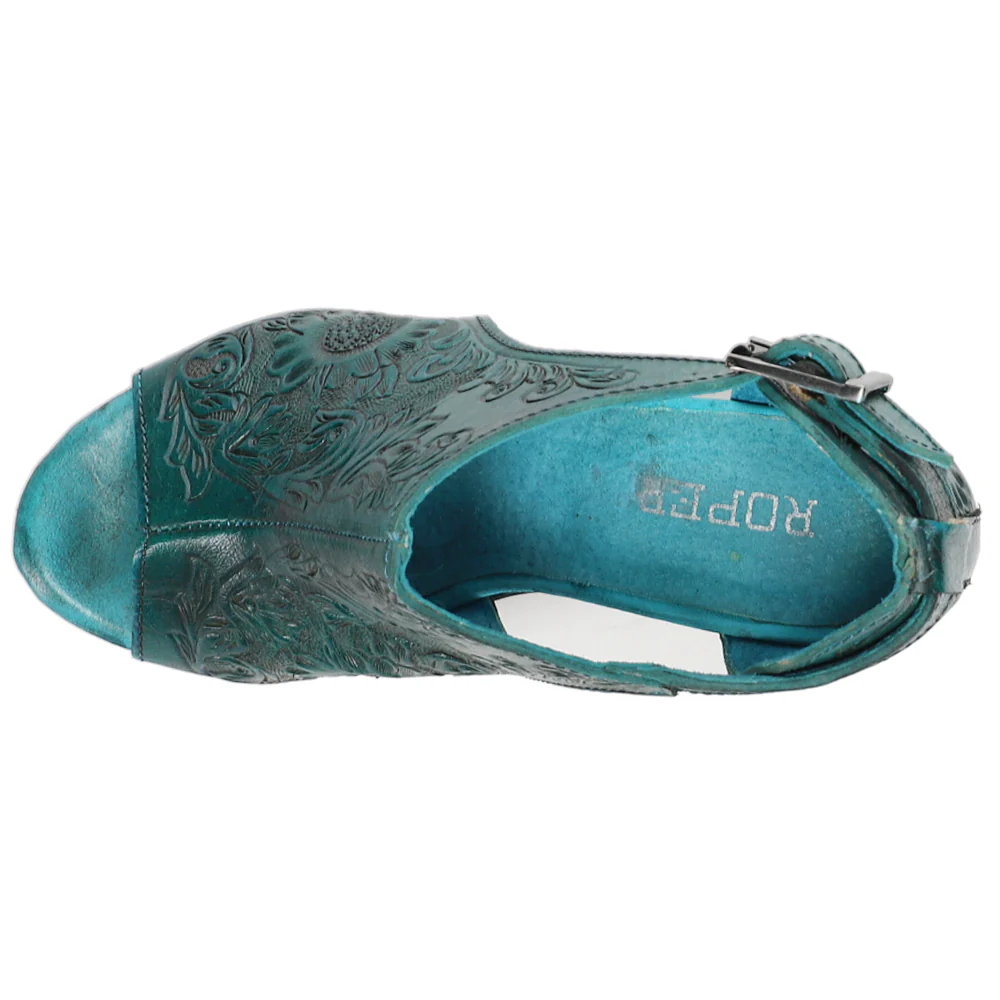 Mika Floral Embossed Block Heel Sandals - Image 4