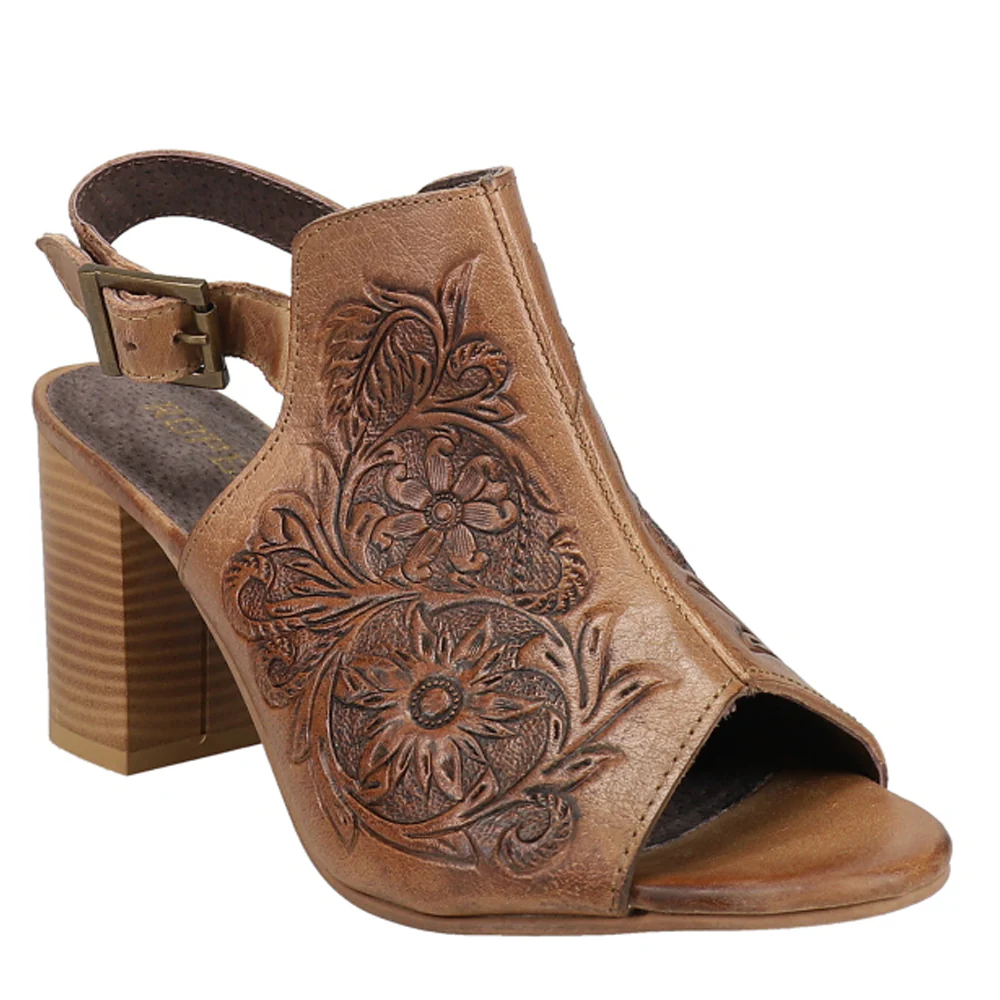 Mika Floral Embossed Block Heel Sandals - Image 2