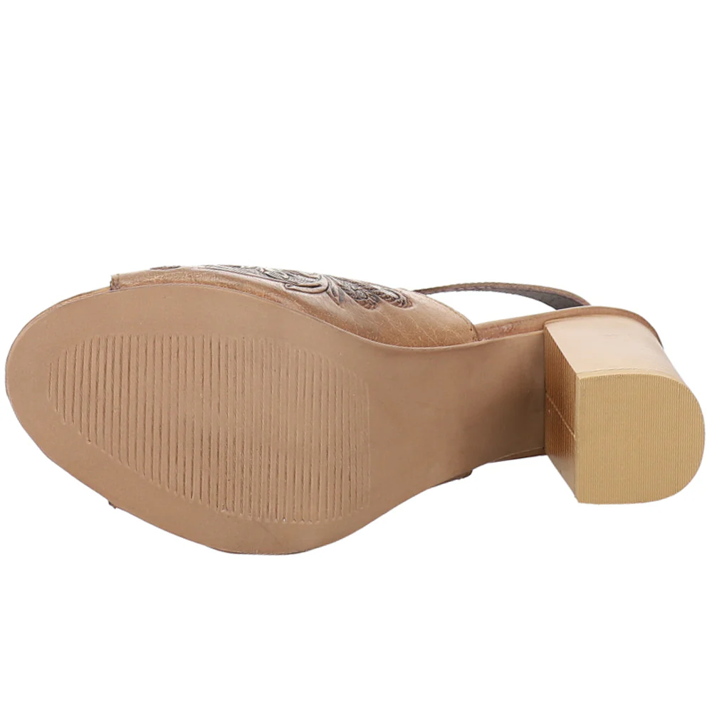 Mika Floral Embossed Block Heel Sandals - Image 5