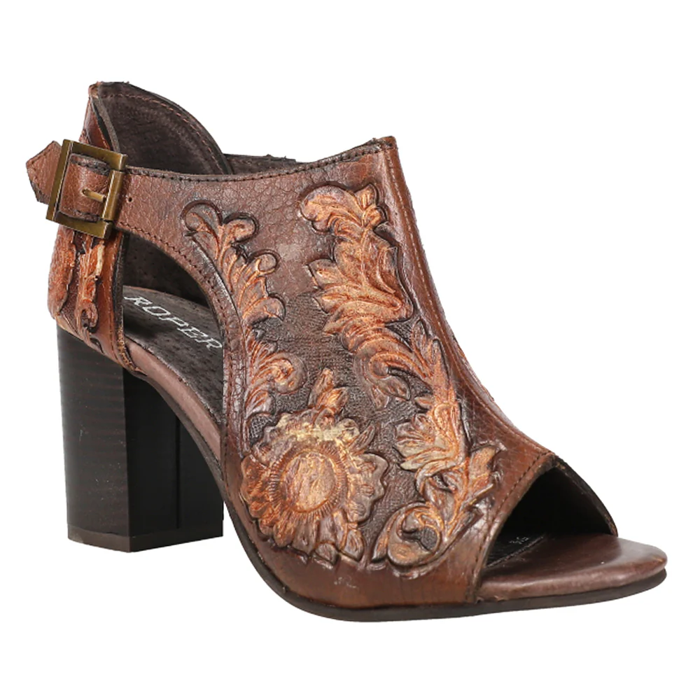 Mika Floral Embossed Block Heel Sandals - Image 2