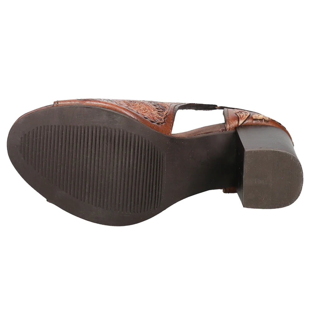 Mika Floral Embossed Block Heel Sandals - Image 5