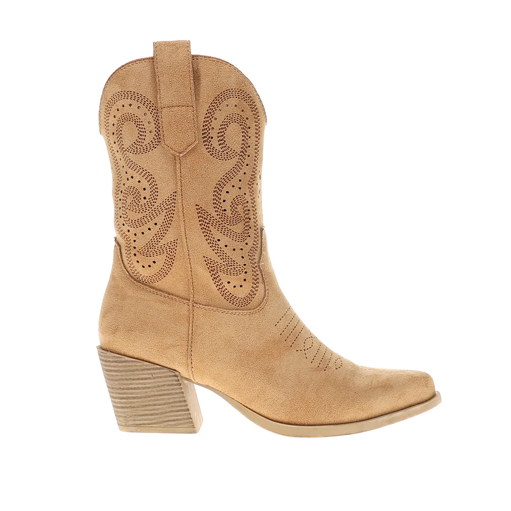 Miranda Embroidered Pointed Toe Pull On Cowboy Booties