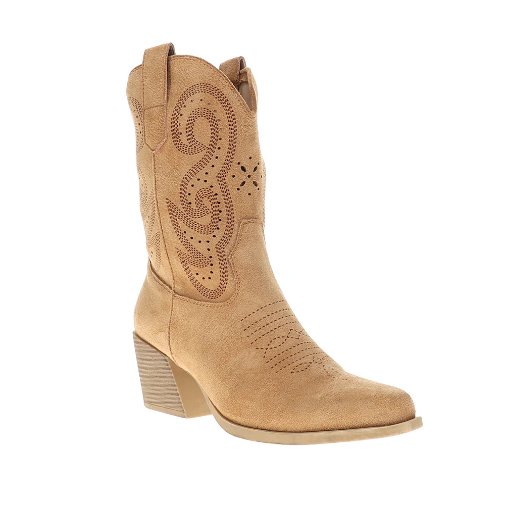 Miranda Embroidered Pointed Toe Pull On Cowboy Booties - Image 2