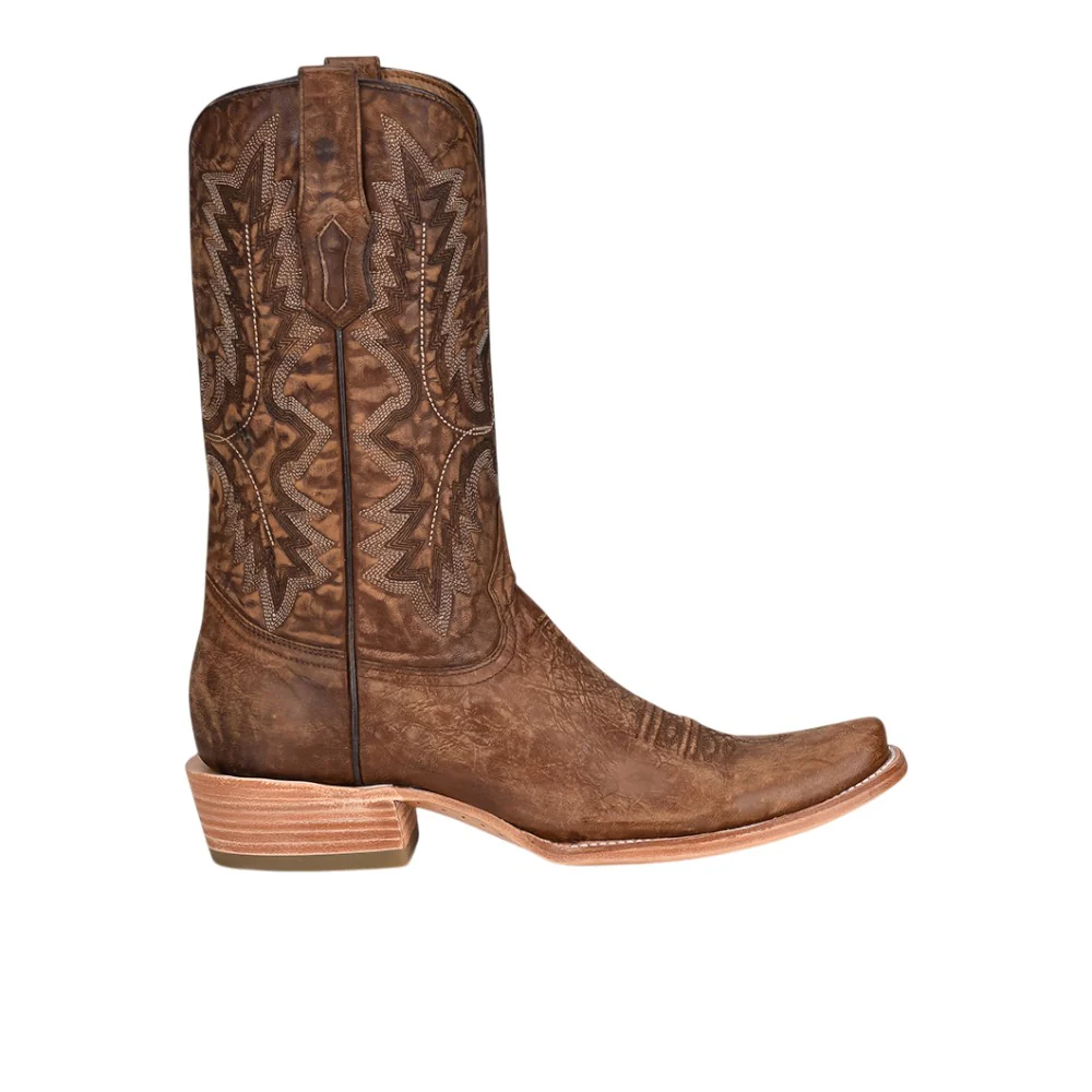 Embroidered Narrow Square Toe Pull On Cowboy Boots
