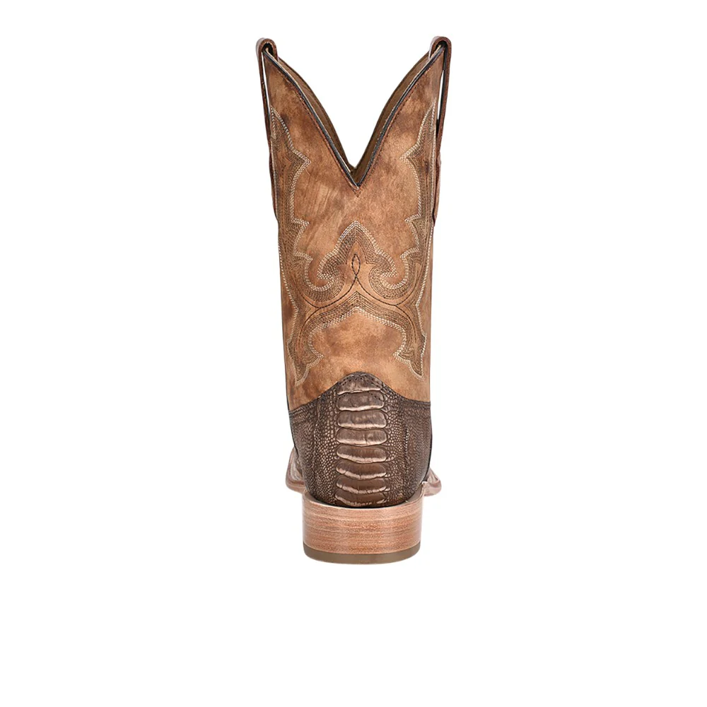 Ostrich Leg Embroidered Wide Square Toe Cowboy Boots - Image 4