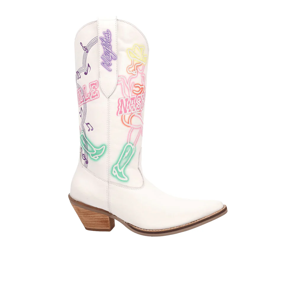 Nashville Nights Embroidered Graphic Snip Toe Cowboy Boots