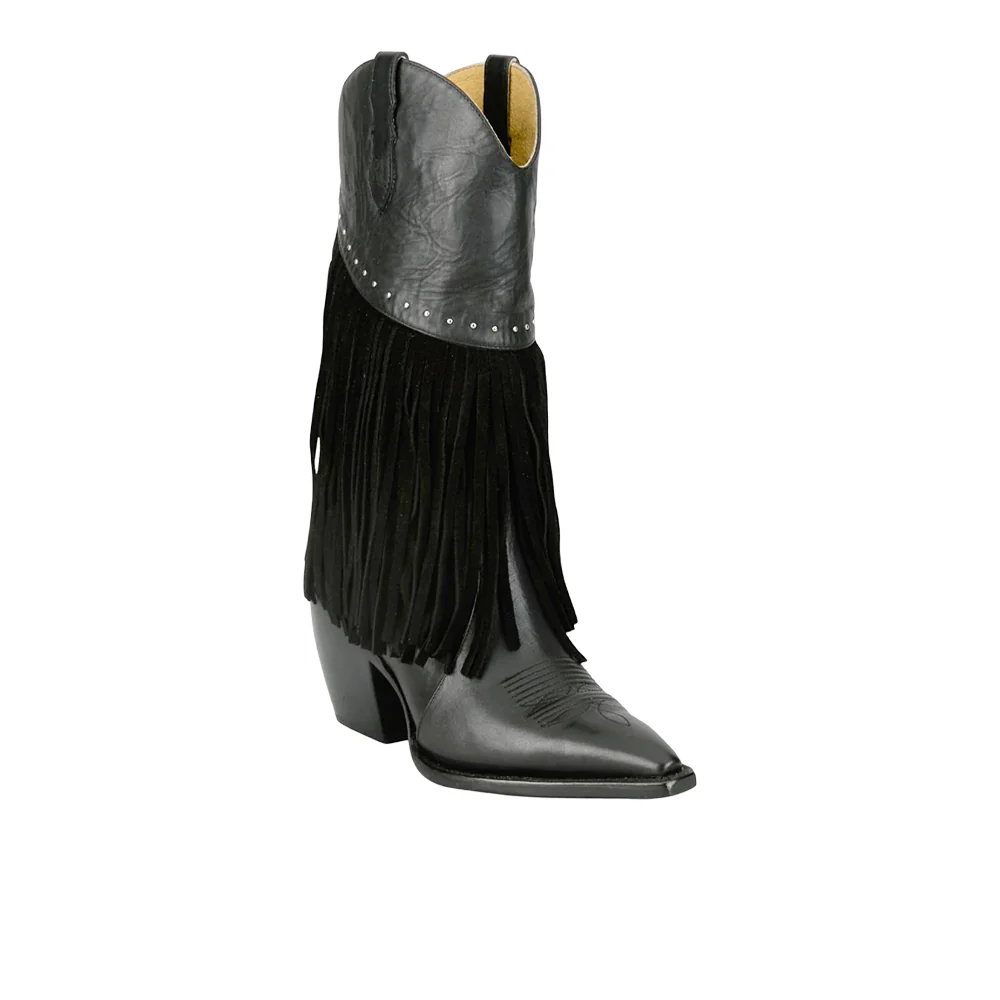 Nell 12 Inch Fringe Snip Toe Pull On Cowboy Boots - Image 2