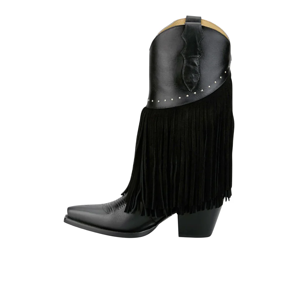 Nell 12 Inch Fringe Snip Toe Pull On Cowboy Boots - Image 3