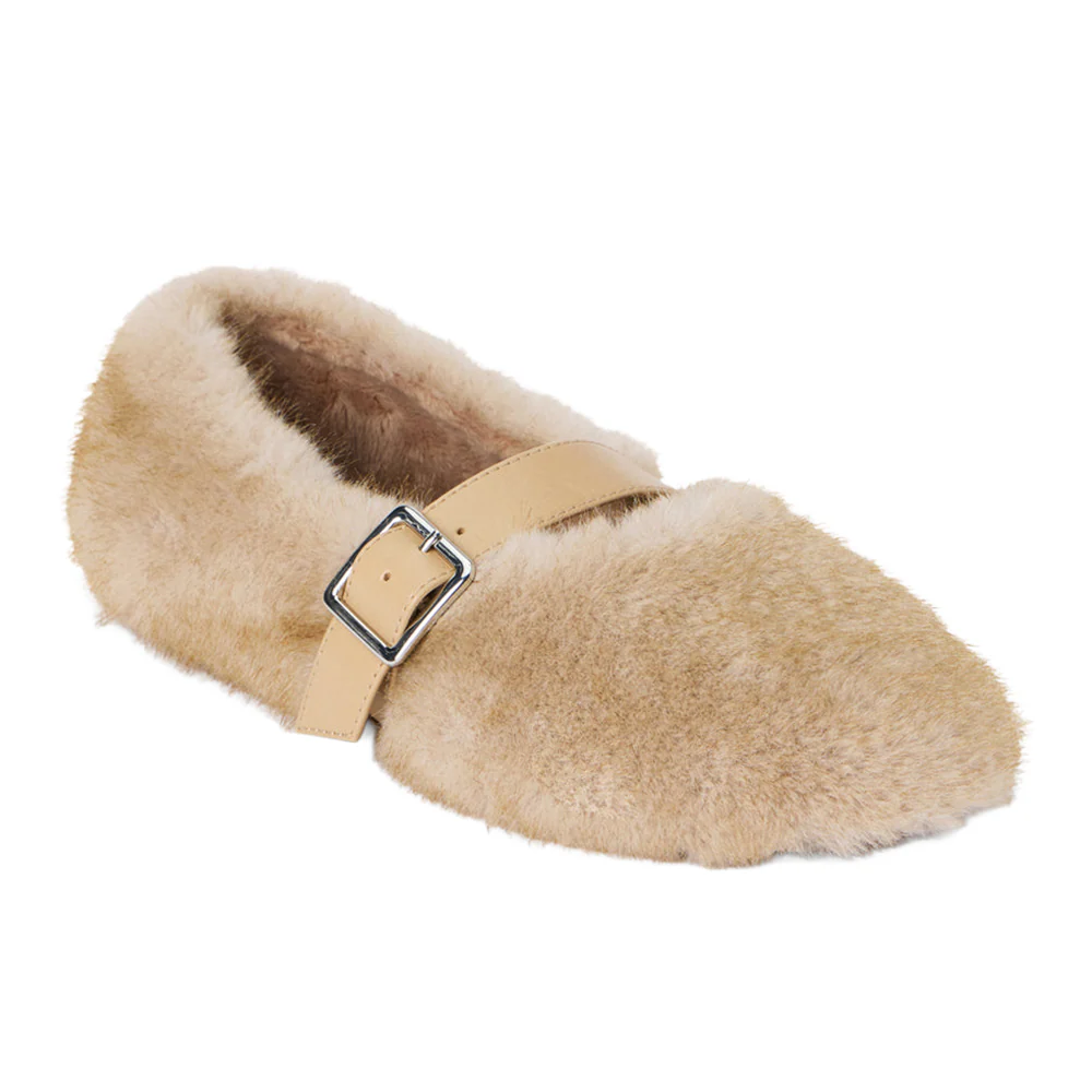 Nome Faux Fur Mary Jane Flats - Image 2