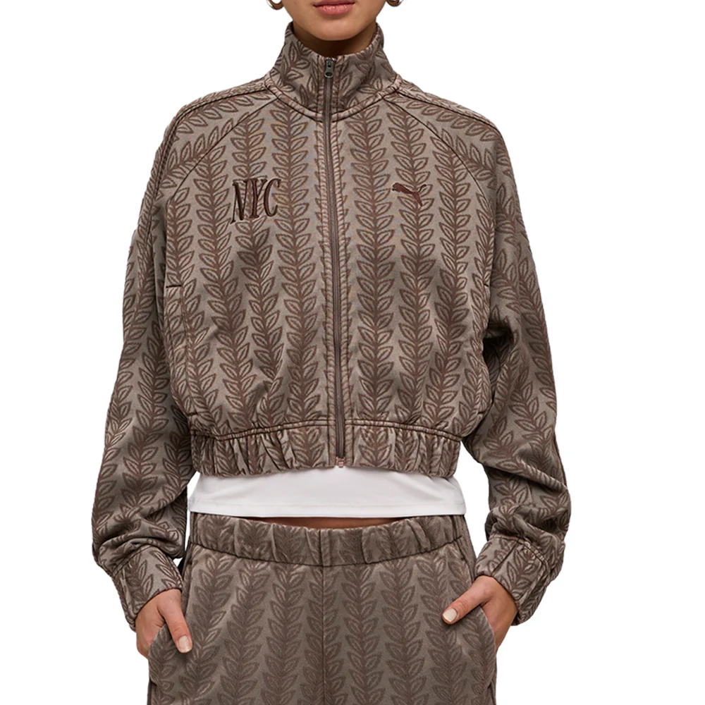 NYC T7 Jacquard Cropped Full Zip Track Jacket - Image 3