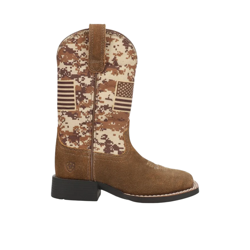 Patriot Antique Camo Square Toe Pull On Cowboy Boots (Little Kid)
