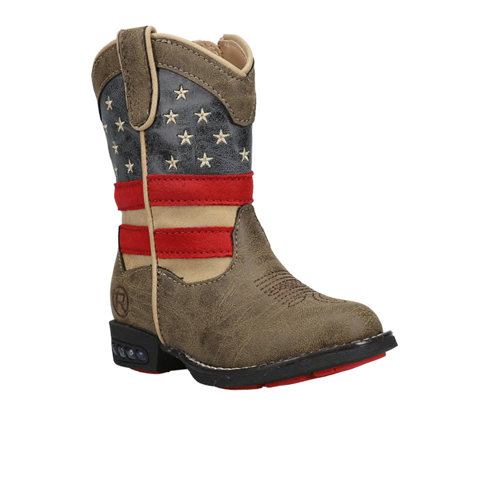 Patriot Light Up Heel Round Toe Cowboy Boots (Toddler) - Image 2