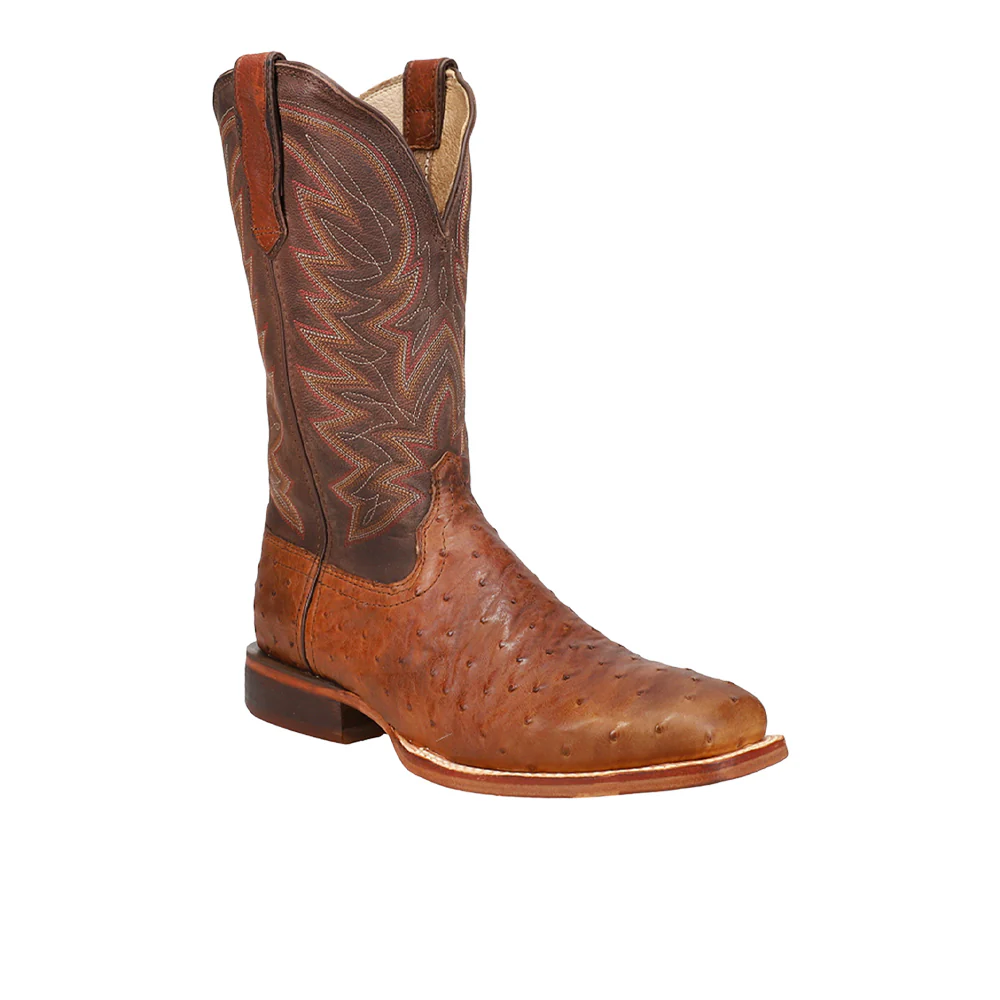 Full Quill Ostrich Embroidered Square Toe Pull On Cowboy Boots - Image 2