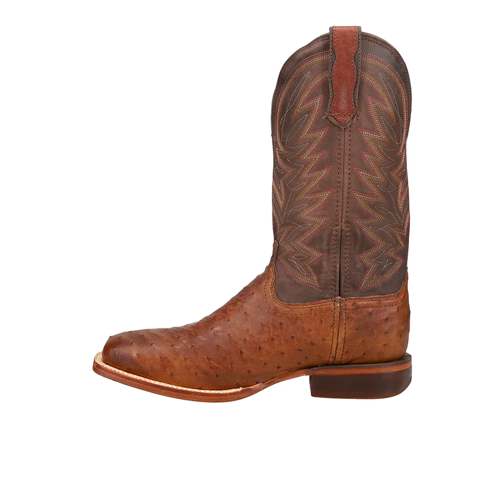 Full Quill Ostrich Embroidered Square Toe Pull On Cowboy Boots - Image 3