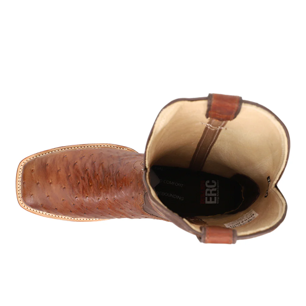 Full Quill Ostrich Embroidered Square Toe Pull On Cowboy Boots - Image 4