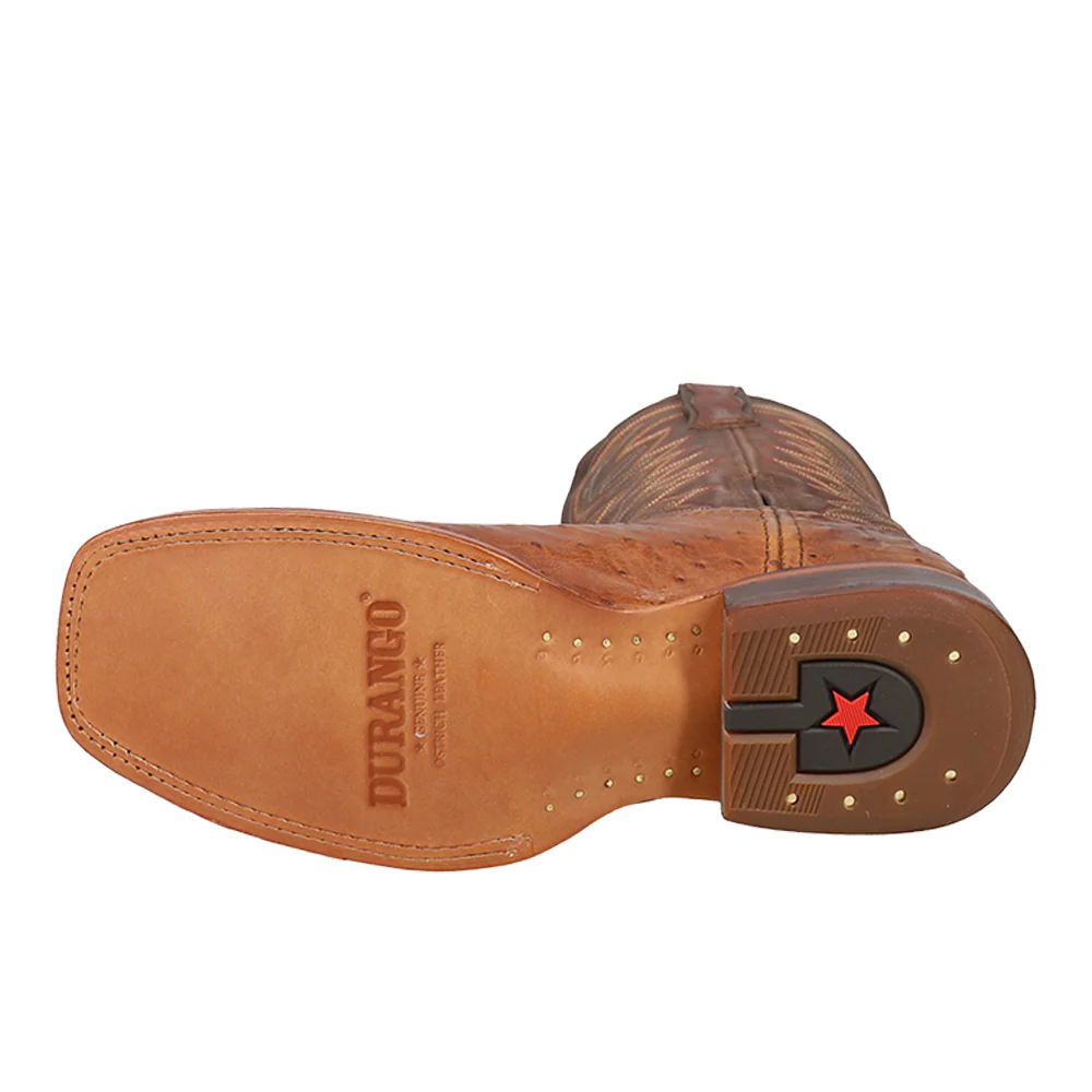 Full Quill Ostrich Embroidered Square Toe Pull On Cowboy Boots - Image 5