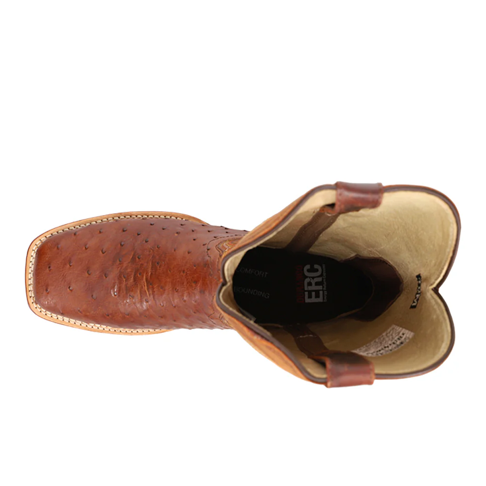 Premium Exotic Full Quill Ostrich Embroidered Square Toe Pull On Cowboy Boots - Image 4