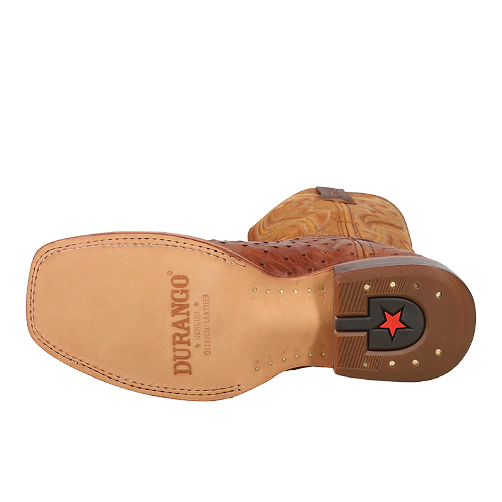 Premium Exotic Full Quill Ostrich Embroidered Square Toe Pull On Cowboy Boots - Image 5