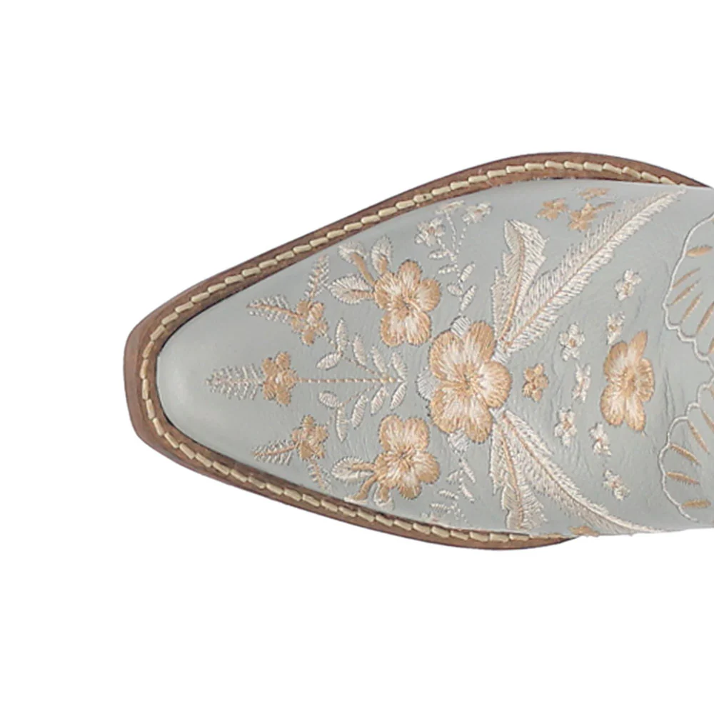 Primrose Floral Embroidered Snip Toe Cowboy Booties - Image 4