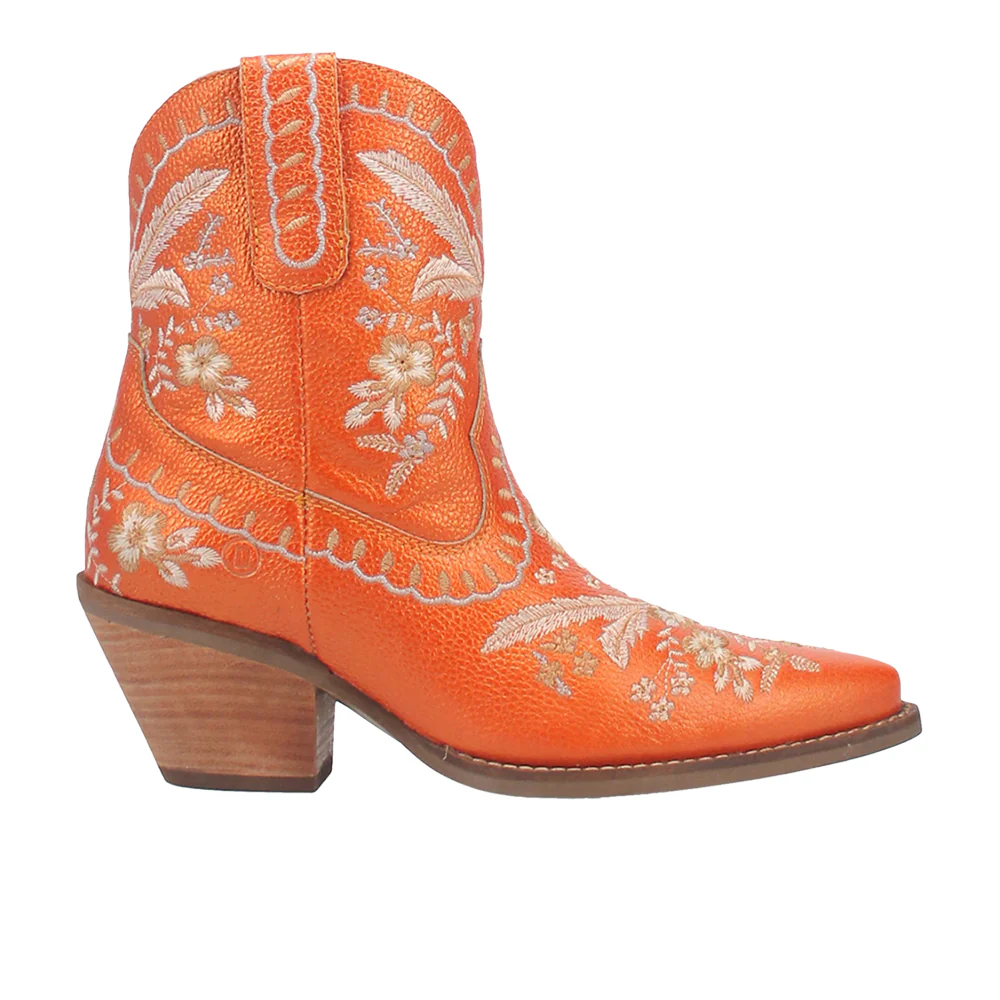 Primrose Floral Embroidered Metallic Snip Toe Cowboy Booties