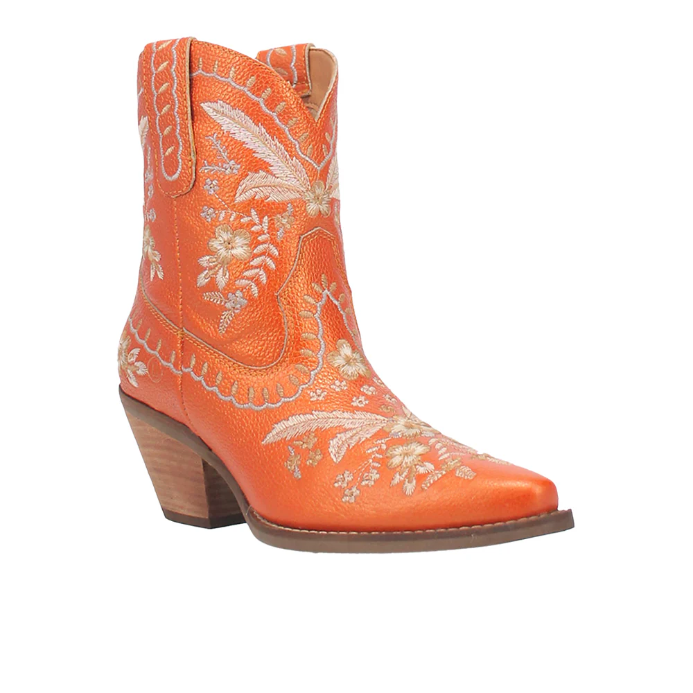 Primrose Floral Embroidered Metallic Snip Toe Cowboy Booties - Image 2
