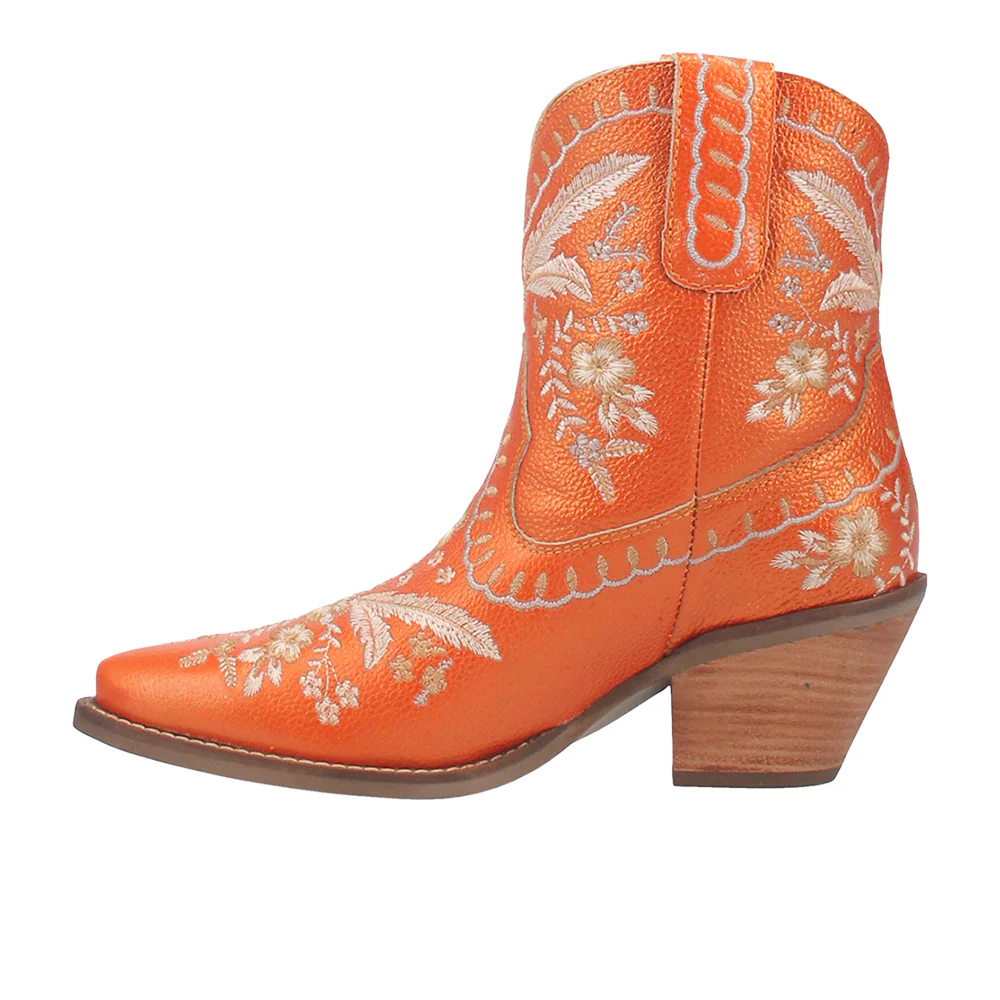 Primrose Floral Embroidered Metallic Snip Toe Cowboy Booties - Image 3
