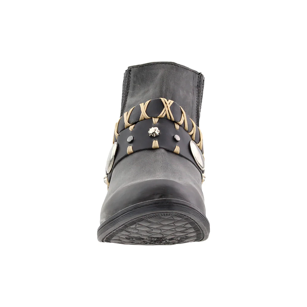 Studded Round Toe Pull On Cowboy Booties - Image 5