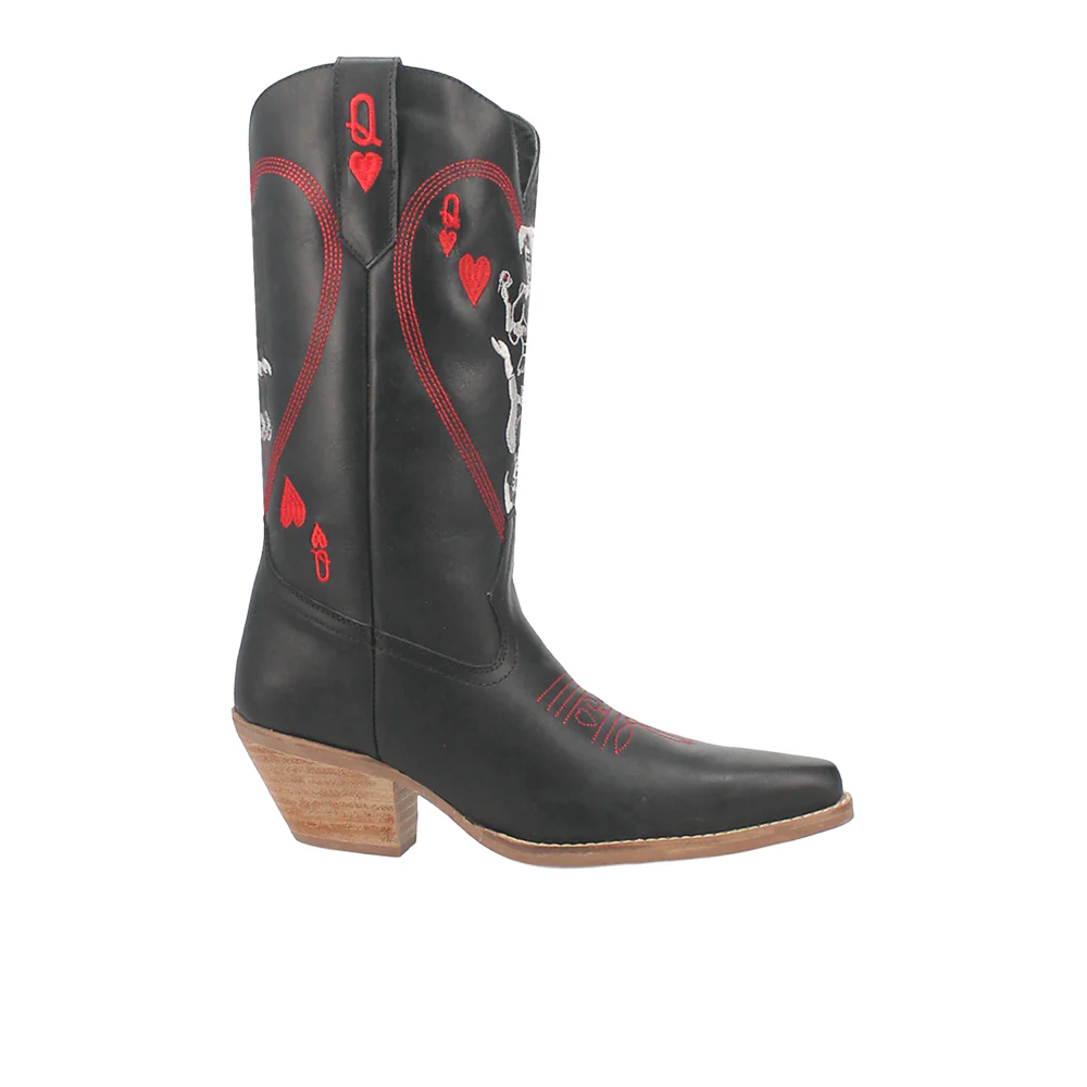 Queen A Hearts Round Toe Embroidered Cowboy Boots