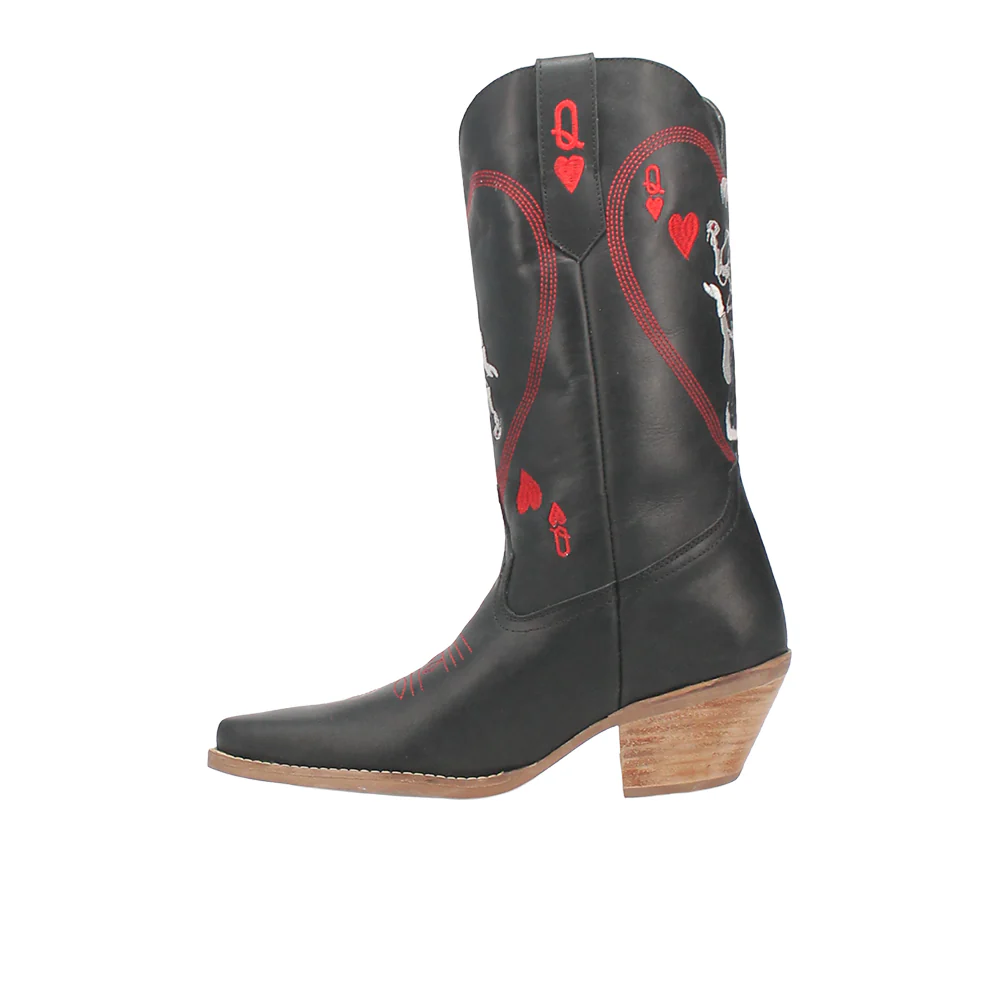 Queen A Hearts Round Toe Embroidered Cowboy Boots - Image 3