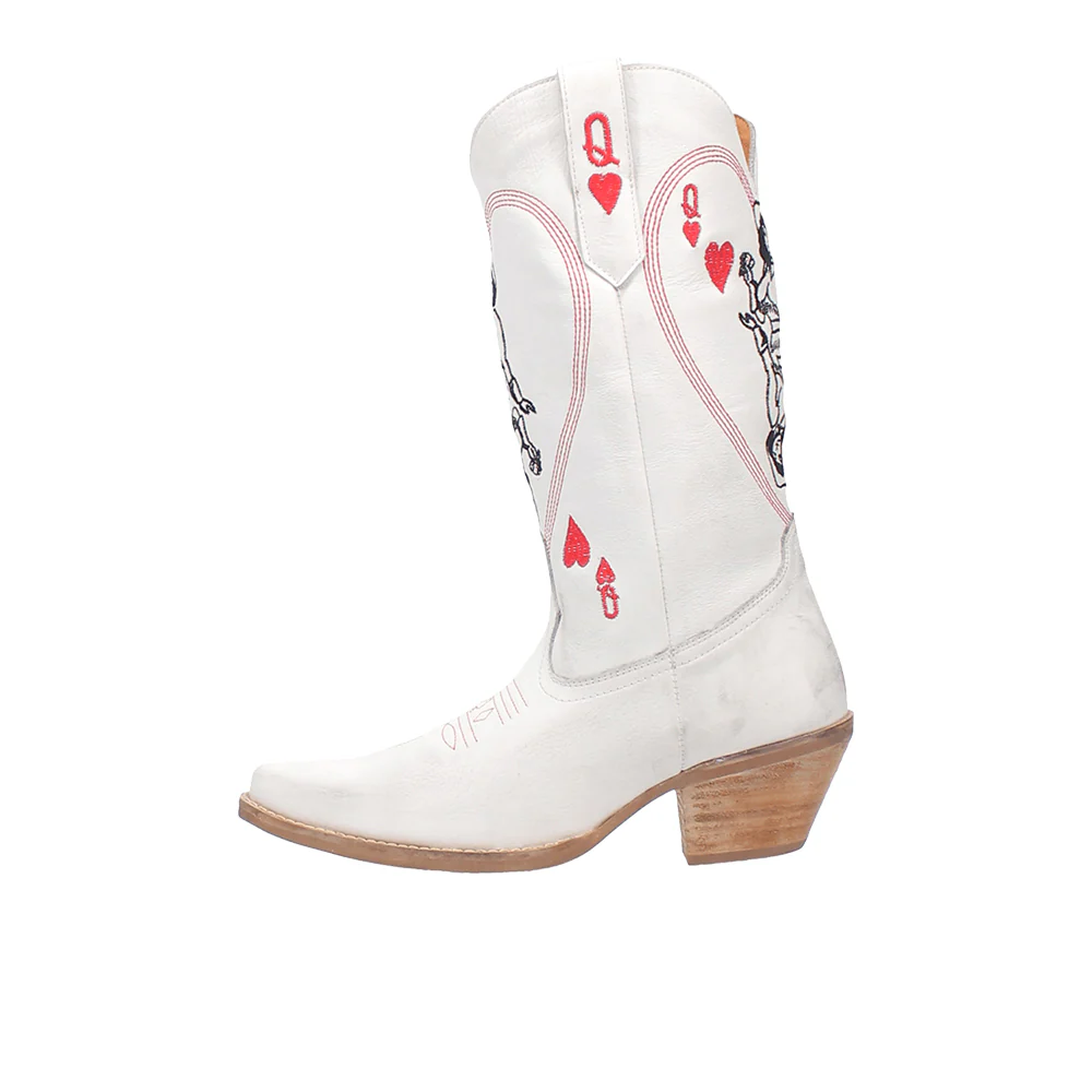 Queen A Hearts Embroidered Round Toe Pull On Cowboy Boots - Image 3