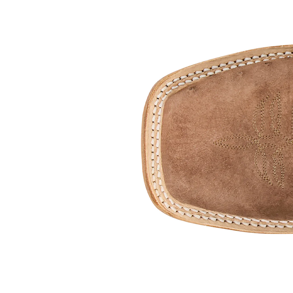 Quincy 11 Inch Sueded Ostrich Embroidered Square Toe Pull On Cowboy Boots - Image 4