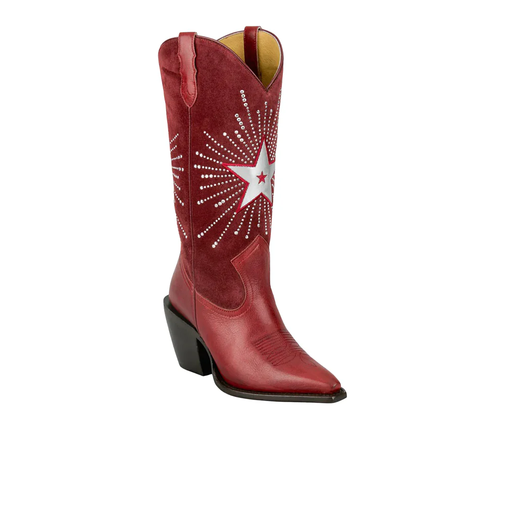 Radio 13 Inch Star Inlay Rhinestone Snip Toe Pull On Cowboy Boots - Image 2