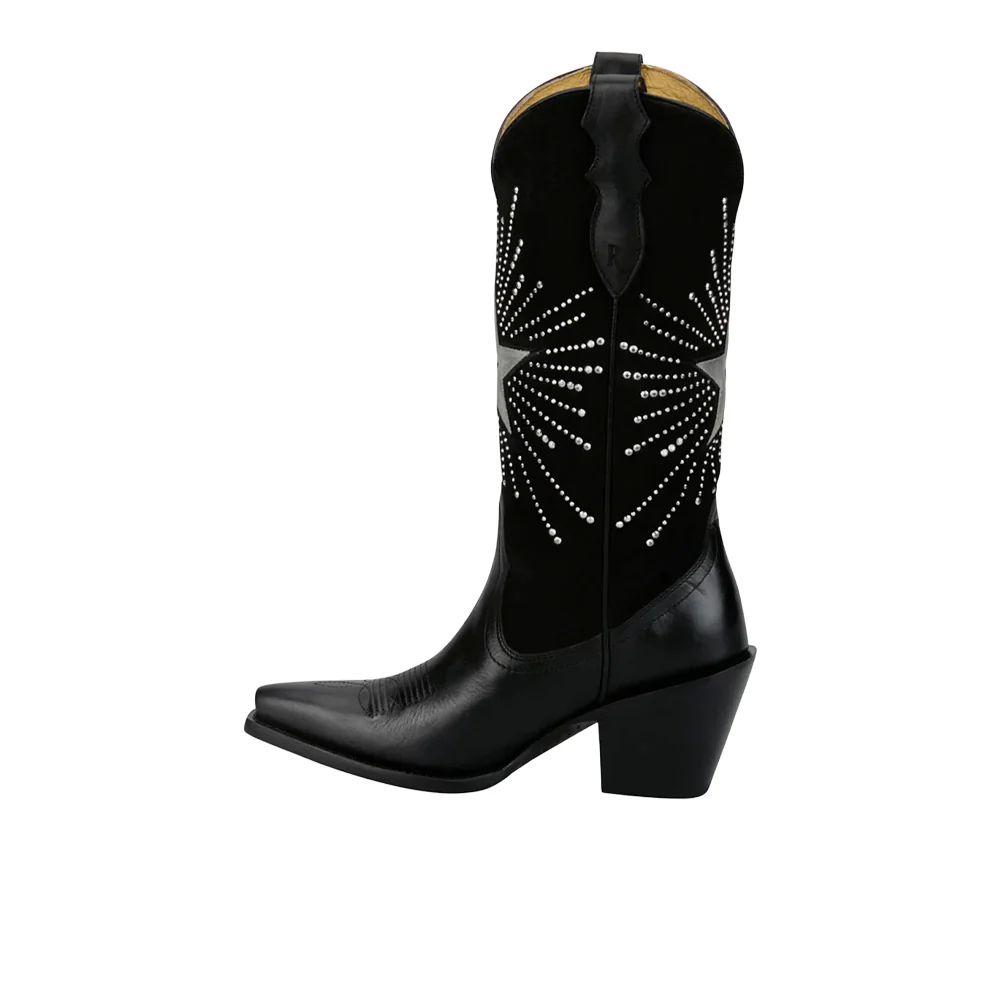 Radio 13 Inch Star Inlay Rhinestone Snip Toe Pull On Cowboy Boots - Image 3