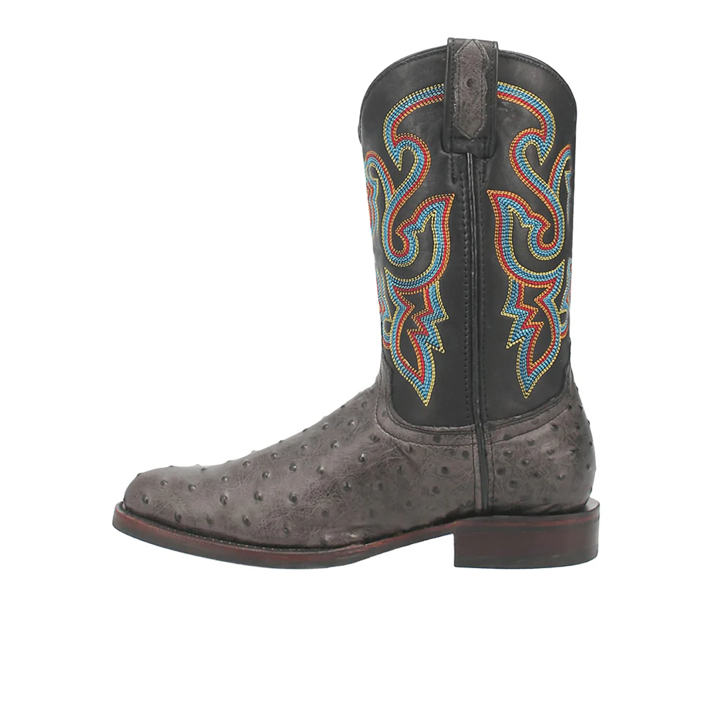 Ranger Leather Ostrich Print Round Toe Cowboy Boots - Image 3
