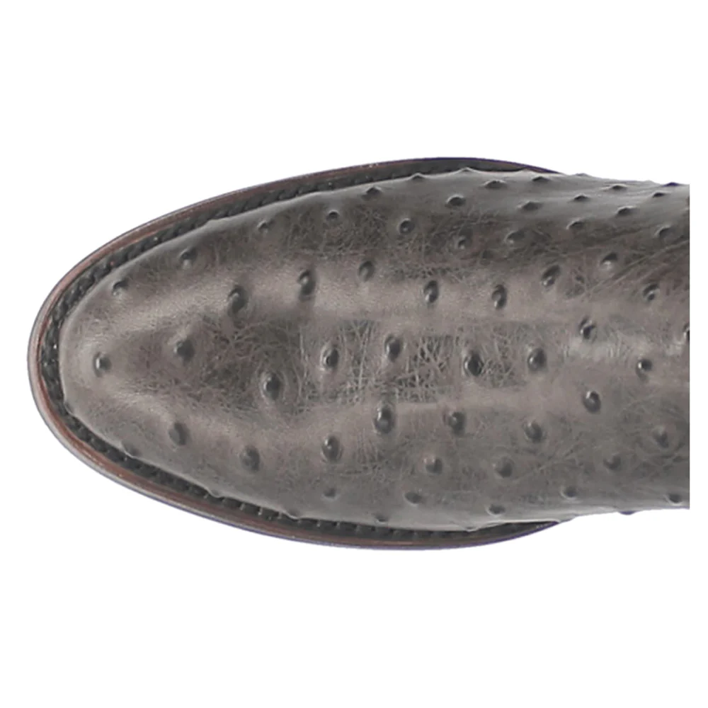 Ranger Leather Ostrich Print Round Toe Cowboy Boots - Image 4
