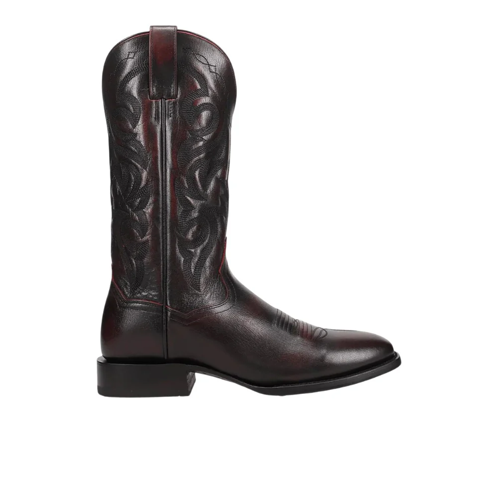 Remington Embroidered Square Toe Pull On Cowboy Boots