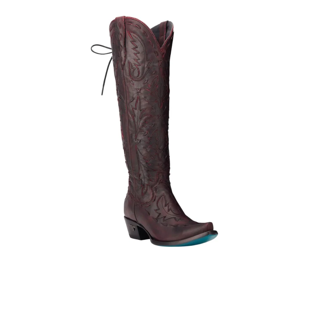 Reverie Knee High Corset Embroidered Tooled Inlay Snip Toe Cowboy Boot - Image 2