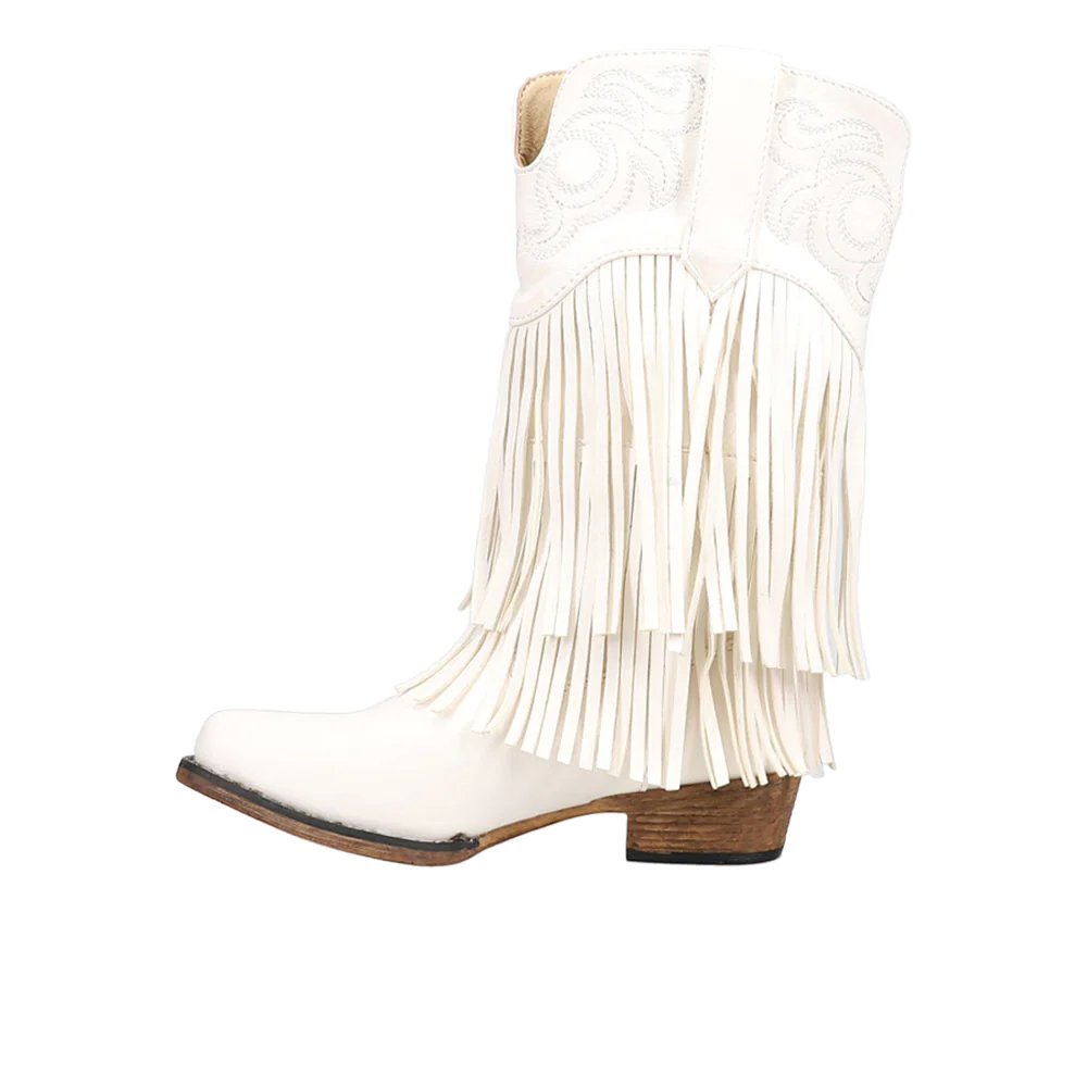 Rickrack Fringe Embroidered Snip Toe Cowboy Boots (Toddler-Little Kid) - Image 3