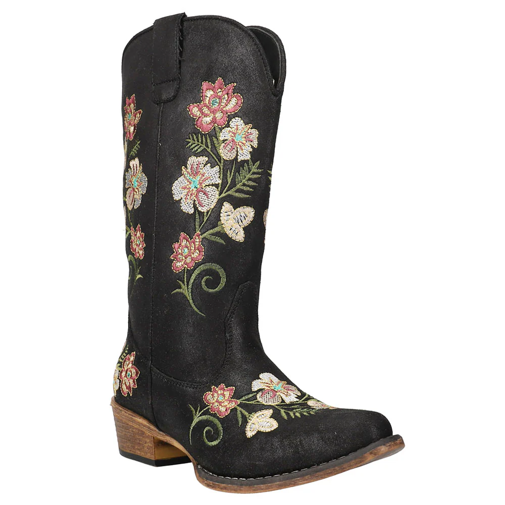 Riley Floral Embroidered Snip Toe Cowboy Boots - Image 2