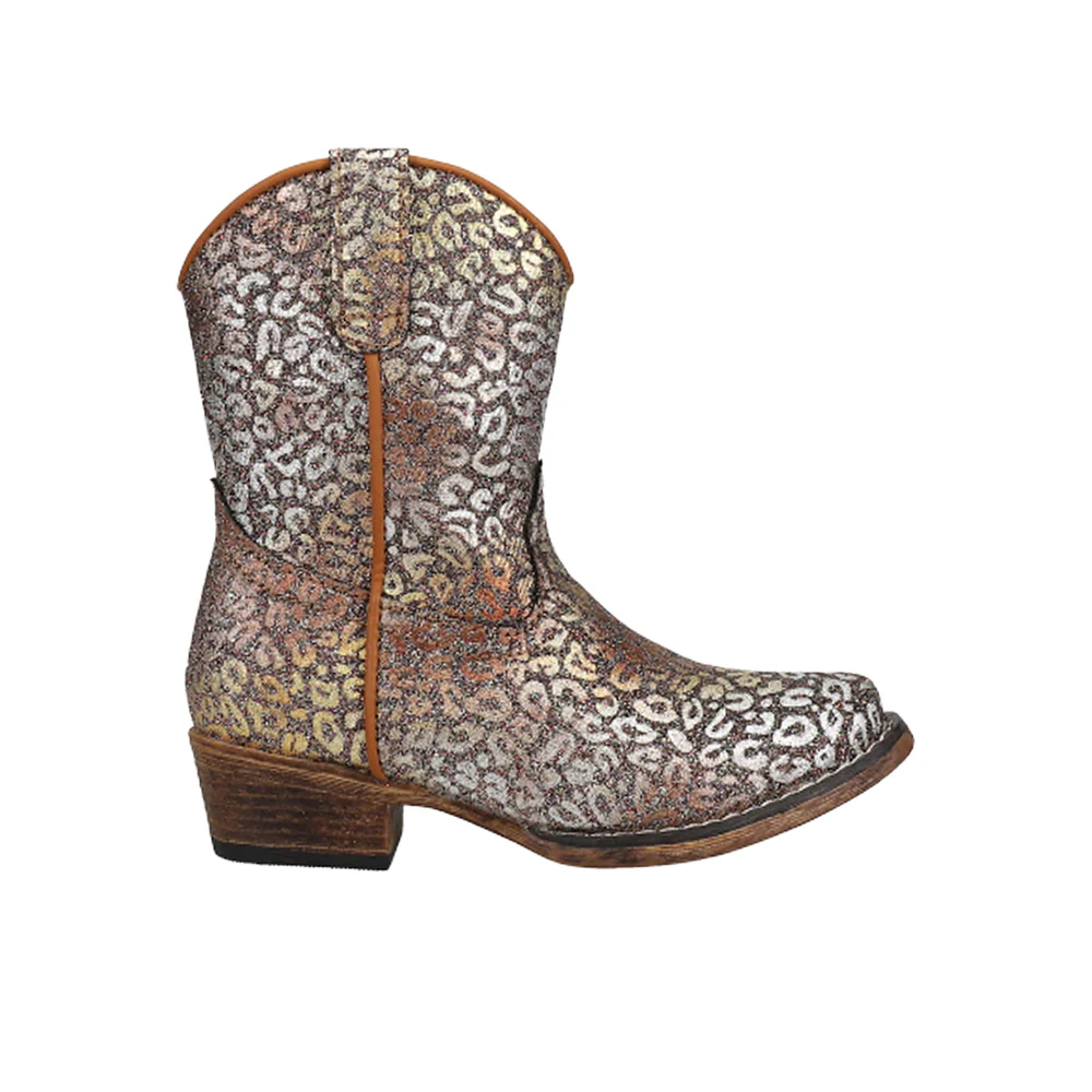 Riley Glitter Leopard Snip Toe Cowboy Boots (Toddler)