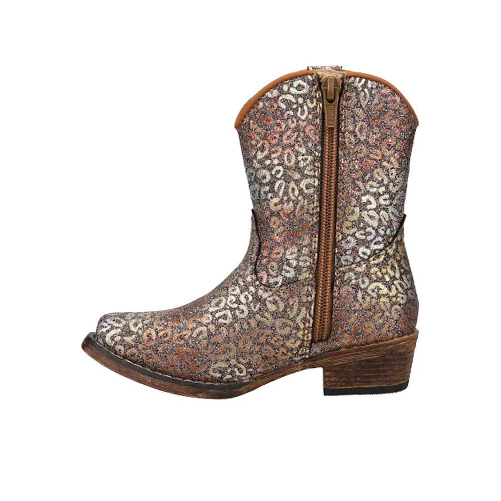 Riley Glitter Leopard Snip Toe Cowboy Boots (Toddler) - Image 3