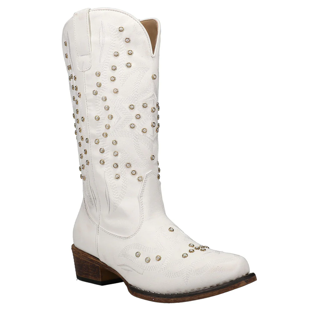 Riley Pearl Embroidered Snip Toe Cowboy Boots - Image 2