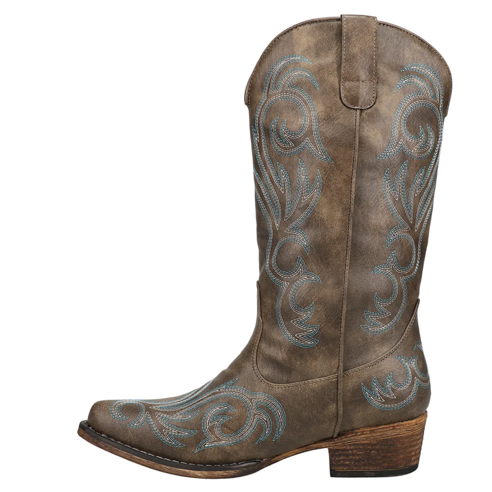 Riley Embroidered Snip Toe Cowboy Boots - Image 3